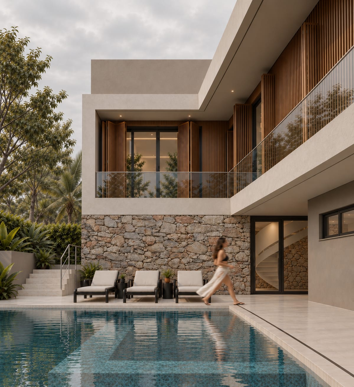 Piscina com deck